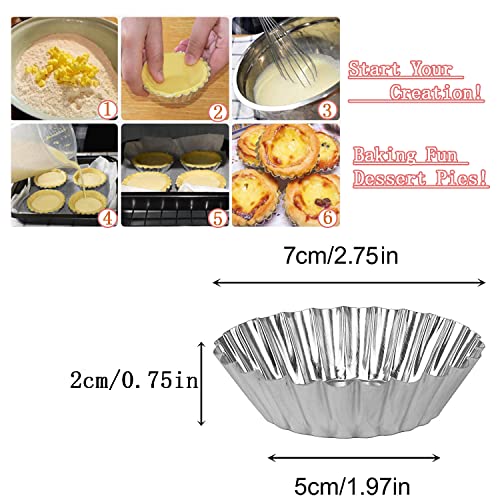 32Pack 2.75" Egg Tart Molds Aluminum Mini Tart Tins Pans for Baking (32 Count)