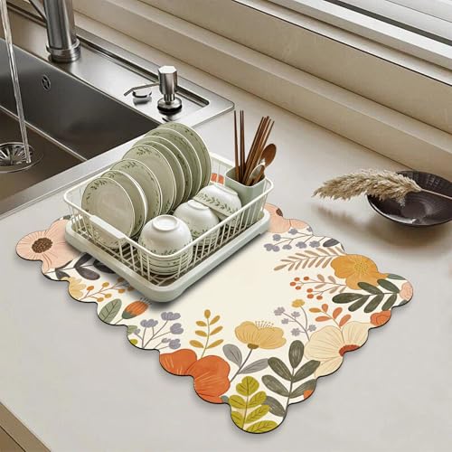 Scalloped Dish Drying Mats for Kitchen Counter