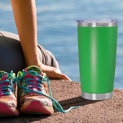 20oz Tumbler Insulated Coffee Tumblers with Lid Stainless Steel Green 8P (8 Count)