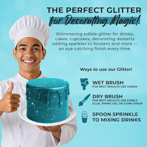 Bulk 20g Light Blue Edible Glitter for Drinks