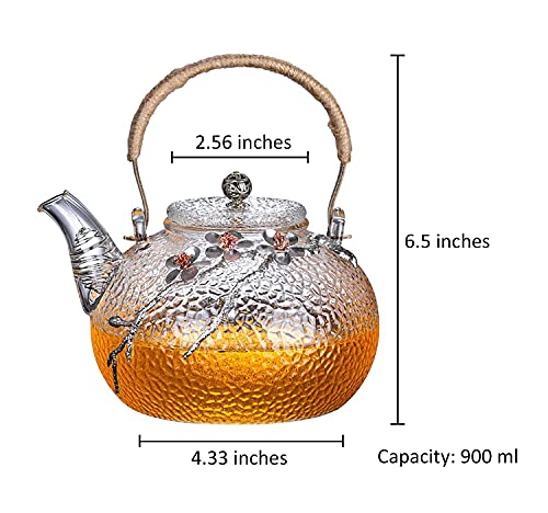 Japanese Style hammered glass exquisite 900ml tea pot
