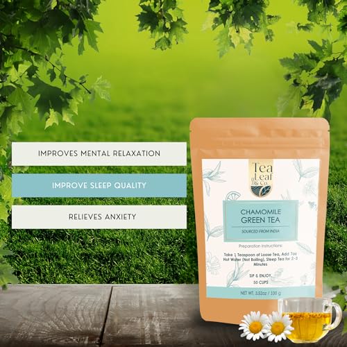 Tealeaf & Co. Chamomile Green Tea Loose Leaf with Lemon Extract and Lemongrass (3.5274 Ounce)