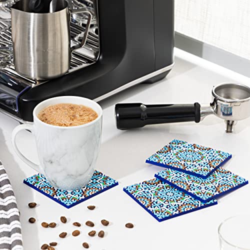 Blue Tile Colored Coasters Set of 4