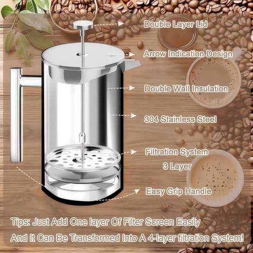 Stainless Steel French Press Coffee Maker