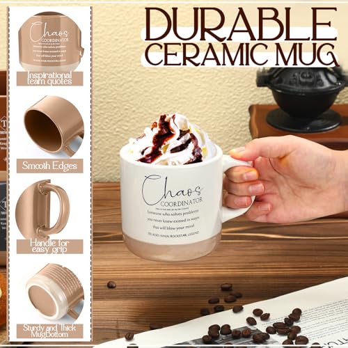 10 Pcs Chaos Coordinator Gift Bulk Inspirational Ceramic Coffee Mugs 13 oz Thank You Mugs Back to School Office Funny Gifts for Women Men Teacher Boss Manager Employee Coworker (10 Count)