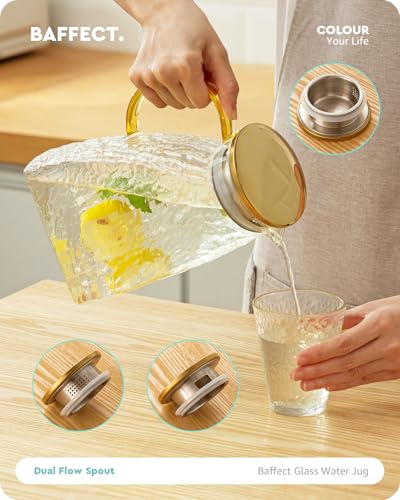 Water Pitcher Glass Jug With Lid and Spout
