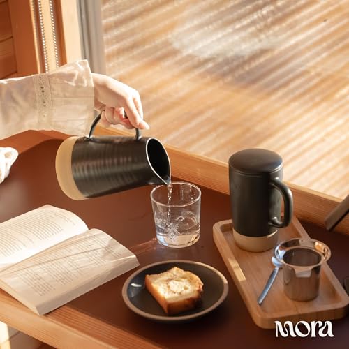 Mora Ceramics Large Tea Mug with Loose Leaf Infuser and Ceramic Lid