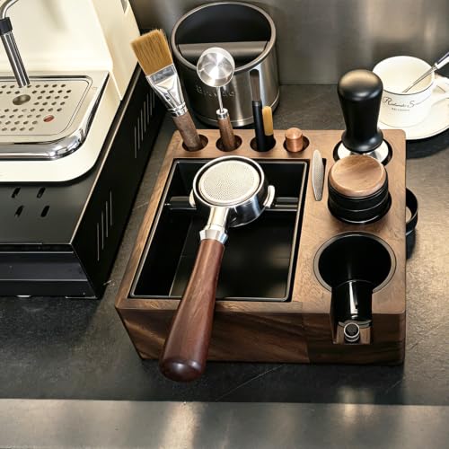 Espresso tamping station knock box