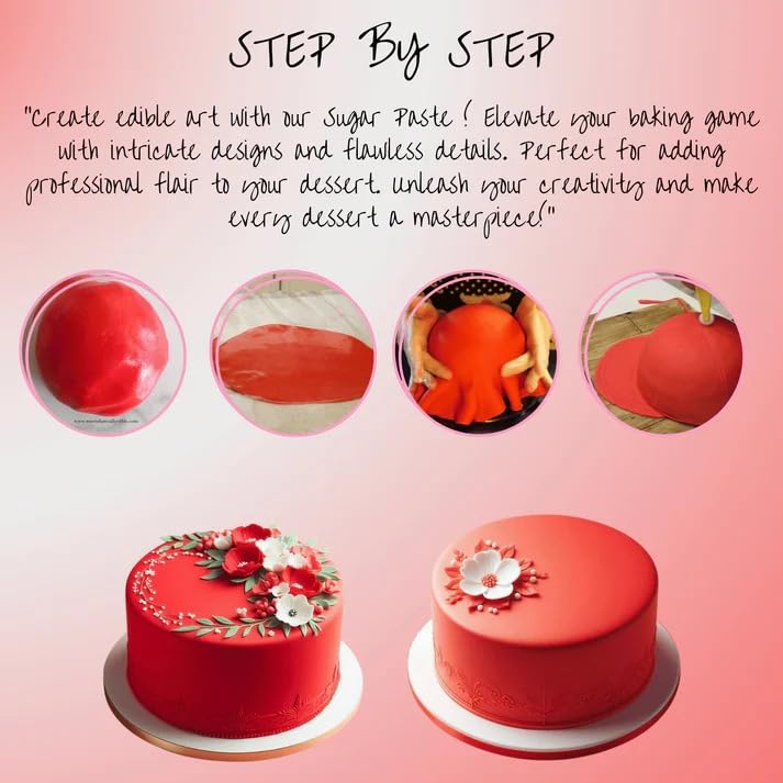 Red Fondant Vibrant Edible Cake Fondant for Christmas & Special Occasions (8.8 Ounce)