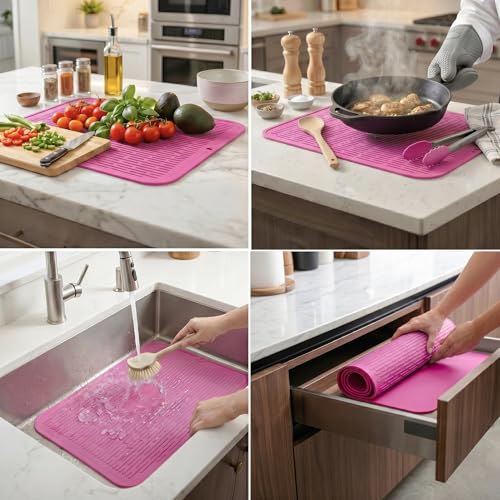 Silicone Dish Drying Mat for Multiple Usage