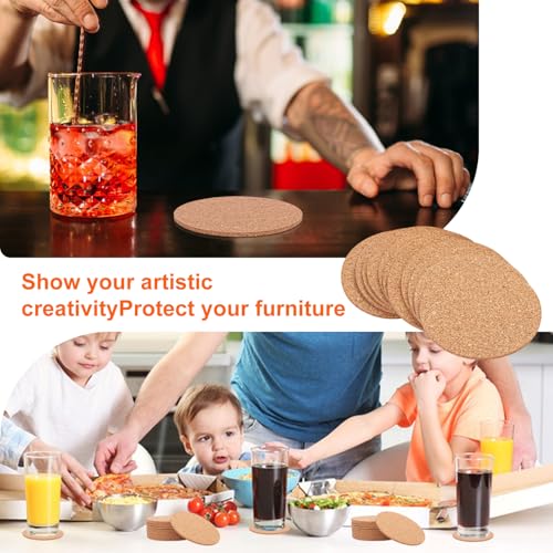 180 Pack 3.5 Inch Round Cork Coasters (179.98 Count)