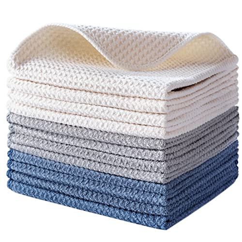 340 GSM Microfiber Waffle Kitchen Dish Cloth (12 Count)