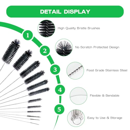 Straw Cleaner Brush Set 12 Pieces Extra Long (12 Count)