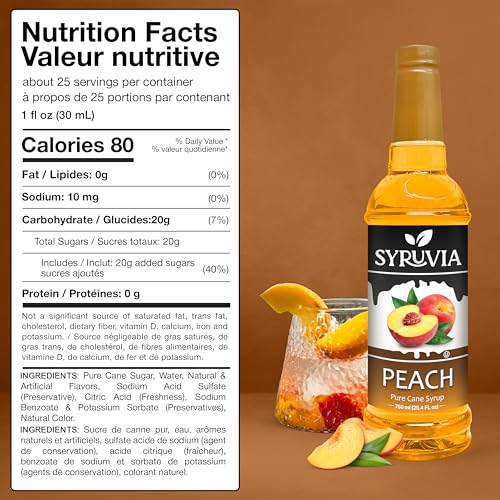 Peach Syrup Flavored Syrup for Cocktails (25.4 Fl Oz)