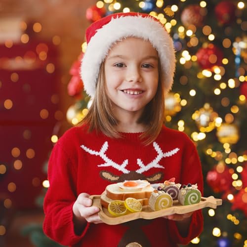 Christmas Tree Wooden Serving Tray Bamboo Platter Wooden Snack Cheese Charcuterie Board for Xmas Holiday Housewarming Present