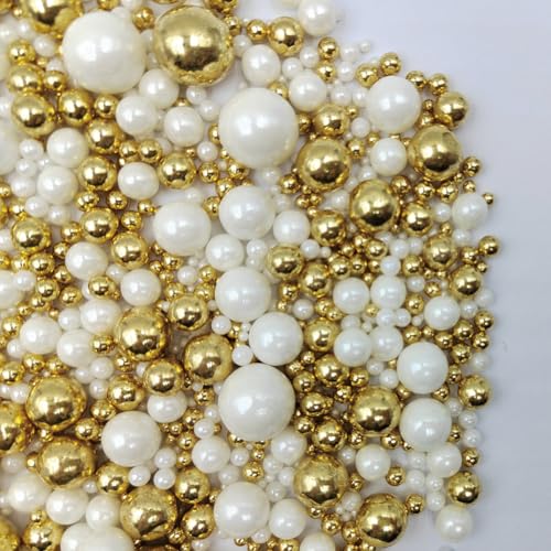 Edible White Gold Sugar Pearls Candy Sprinkles 120G (4.23 Ounce)