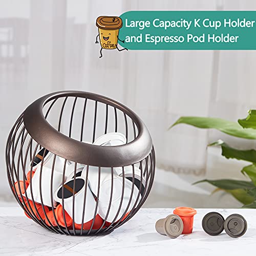 2 Pieces Coffee Pods Holder K Pods Holder Large Capacity Coffee Pod Baskets Stainless Steel Cup Organizer Sturdy for Espresso Capsule Pot Storage Metal Wire Fruit Bowl Snack Storage (2 Count)