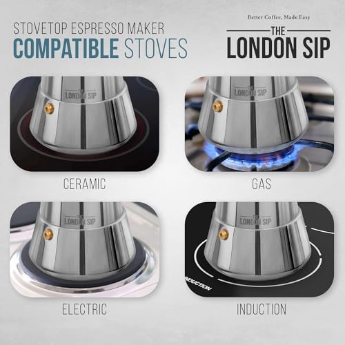 London Sip Stainless Steel Stovetop Espresso Maker Moka Pot Italian Coffee Percolator