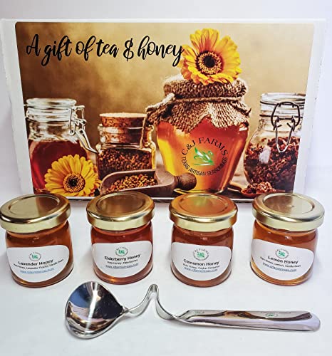 C&J Farms Texas Gourmet Artisan Seasonings A Gift of Tea and Honey Gift Set (16 Ounce)
