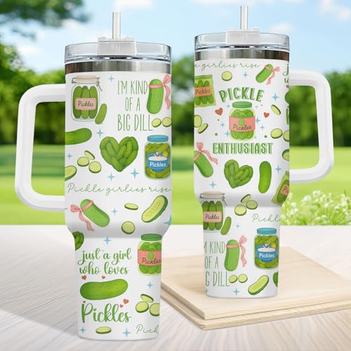 Funny Pickle Just Girl Who 40 oz Tumbler with Handle