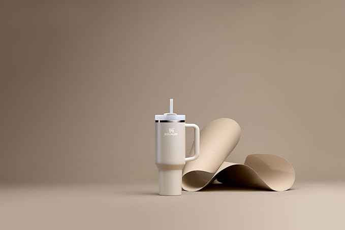 STANLEY Quencher H2.0 Tumbler with Handle and Straw 40 oz | Flowstate 3-Position Lid | Cup Holder Compatible for Travel | Insulated Stainless Steel Cup | BPA-Free | Exclusive Toasted Almond