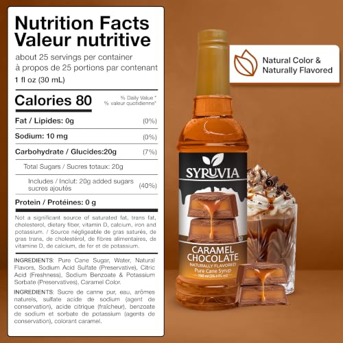 Coffee Syrup Caramel Chocolate Flavored Syrup for Drinks (25.4 Fl Oz)