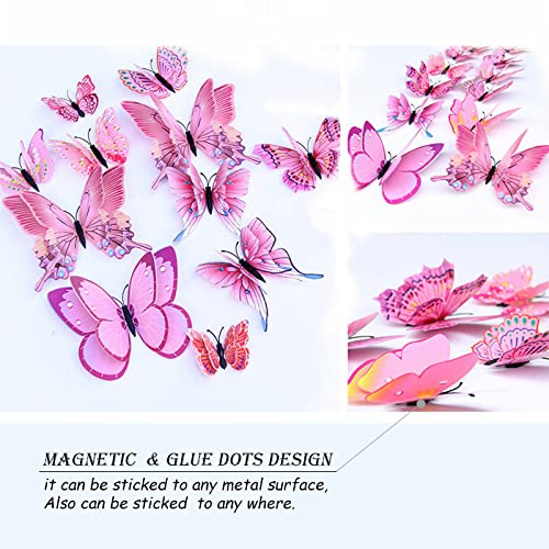 3D Butterfly Wall Decor Butterfly Decorations Stickers with Magnets (72 Count)