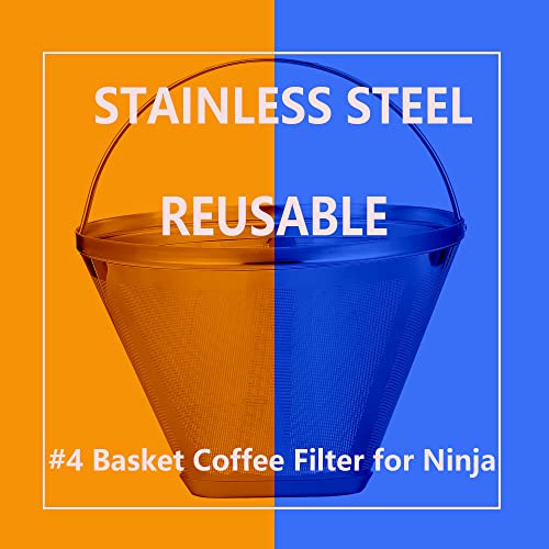 Reusable #4 Cone Coffee Filters for Ninja Dual Brew Pro Coffee Makers (2 Count)