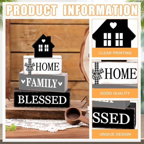 4 Pcs Farmhouse Table Decoration Rustic Sign Block (4 Count)