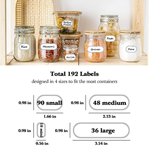 192pcs Labels for Jars Removable Waterproof Write