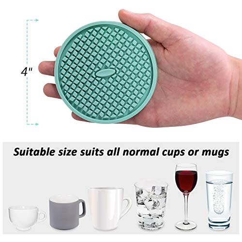 Silicone Coasters [6 Pack] Thickened Drink Coasters with Holder (6 Count)