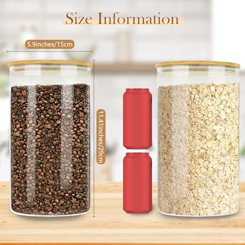 Large Glass Cereal Containers Storage with Airtight Bamboo Lids
