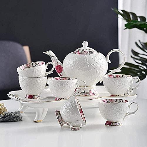 Tea Set with Teapot Tea Set for Adults Afternoon Tea Service Coffee Cups Set Porcelain Tea Cups Set with Tea Tray Best Gift