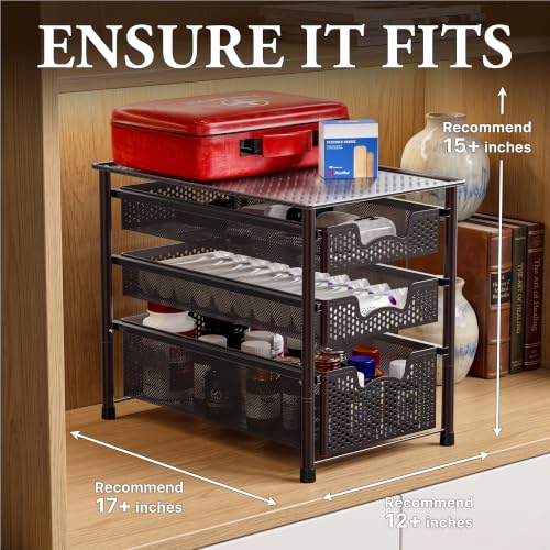 Stackable 3 Tier Sliding Basket Organizer Drawer (3 Count)