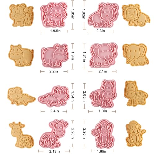 8 Pcs Animal Cookie Cutters Set Baking Molds 3D Animal Press type Cookie Cutter for Baking