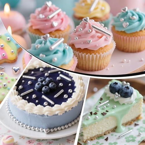 Silver Pearl Heart Sprinkles for Cake Decorating (5.29 Ounce)