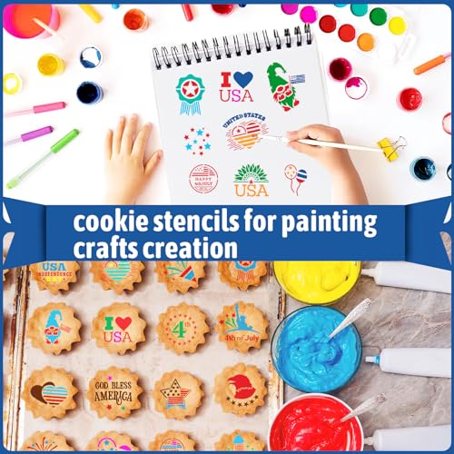 4th of July Cookie Cake Stencils 36 Pieces Reusable Patriotic Mold (36 Count)