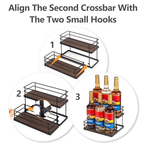 6 Bottle Capacity Coffee Syrup Organizer 2 Tier Coffee Syrup Stand Shelf for Coffee Bar Kitchen Small Wine Rack for Bar Family Storage for Syrup Wine Dressing (13.6 inch(es))