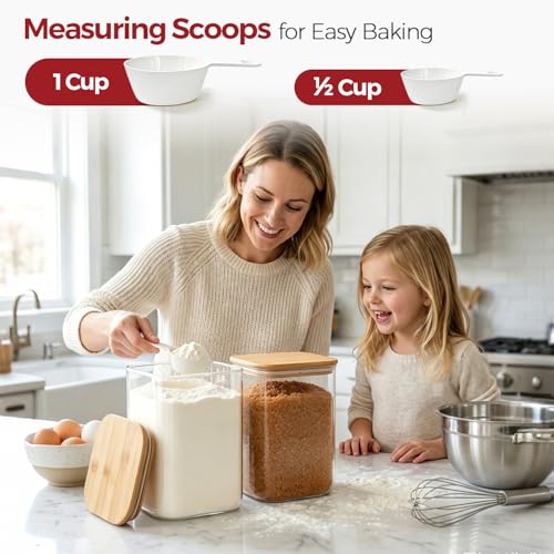 Glass Flour Containers with Lids 1 Gallon 2 Pack Pantry Organization (2 Count)