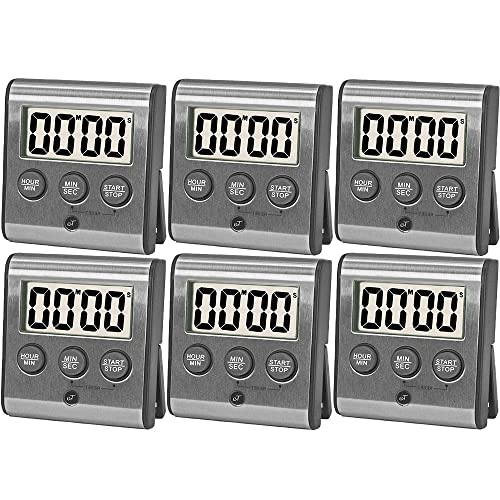 Elegant Digital Kitchen Timer Stainless Steel (6 Count)