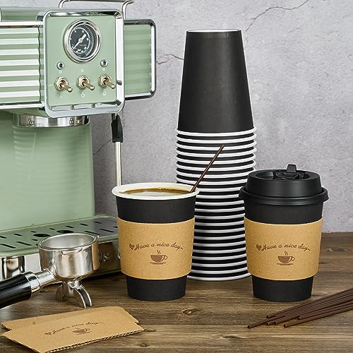 100 Pack 12 oz Coffee Cups with Lids (100 Count)