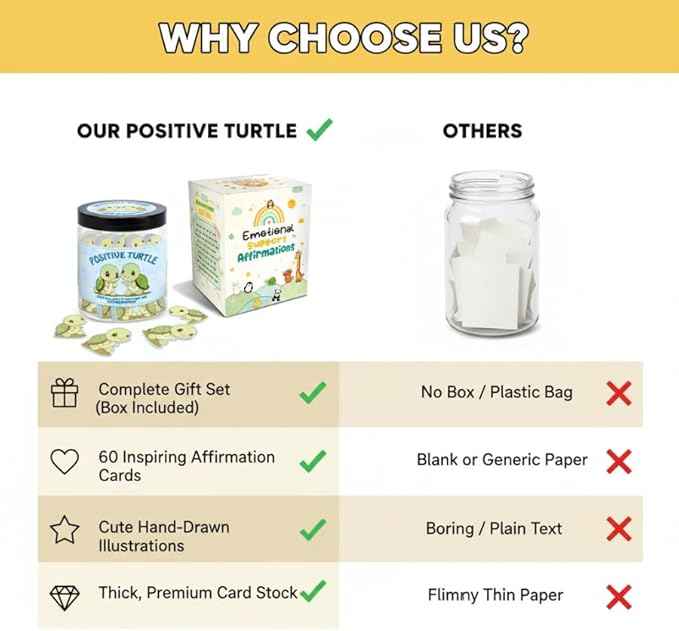 60 Positive Turtle Cards Jar, Emotional Support Affirmation Cards, Sea Turtle Gifts, Turtle Lover Gifts For Women, Teens, Friends, Coworkers, Christmas Turtle Decoration For Home Office
