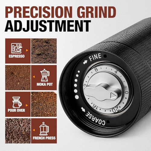 Portable Manual Coffee Grinder with Stainless Steel Conical Burr
