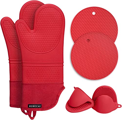 Silicone Oven Mitts and Pot Holders Sets