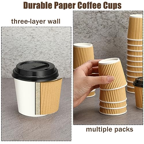 100 Set 4oz Disposable Espresso Coffee Cups with Lids