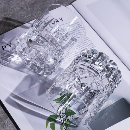 Crystal Whiskey Glasses Set of 2 Hand Blown Old Fashioned Glasses (2 Count)