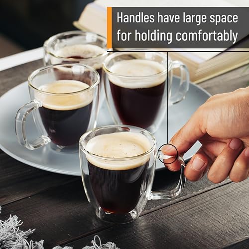 BTaT Double Walled Glass Coffee Mugs (4 Count)