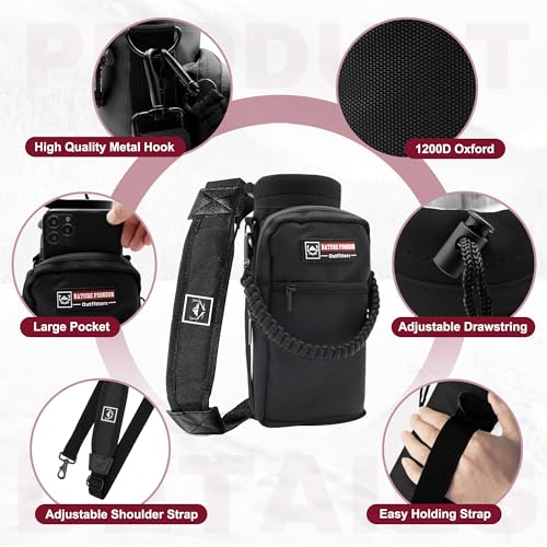 24 oz Insulated Water Bottle with Carrier Bag & 3 Lids