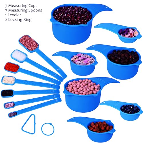 Blue Measuring Cups and Spoons Set 15