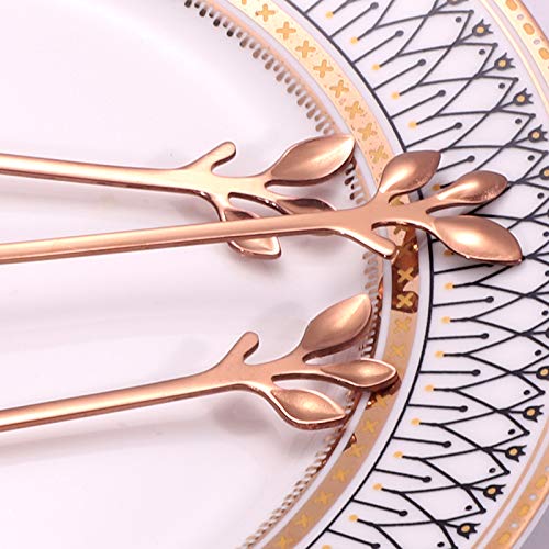 Elegant Rose Gold Leaf Coffee Spoons (10 Count)